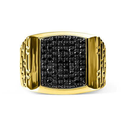 10K Yellow Gold 1 1/4 Cttw Black Diamond Cluster Gent&