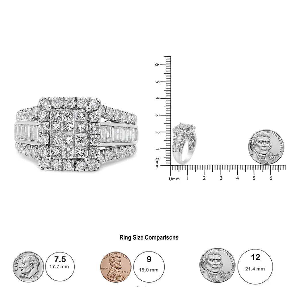 14K White Gold 2.00 Cttw Composite Head with Halo and Side Stones Diamond Ring (H-I Color, SI1-SI2 Clarity)