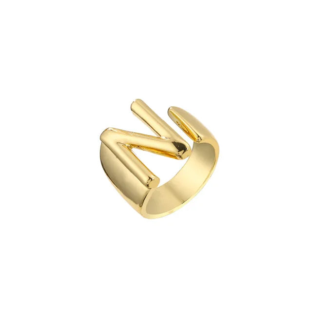 Adjustable Gold Alphabet Ring For Women