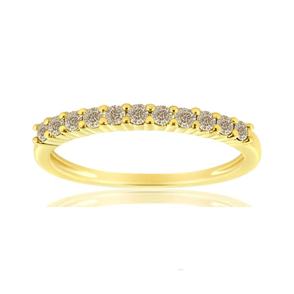 10K Yellow Gold Plated .925 Sterling Silver 1/4 Cttw Champagne Diamond Band Ring (K-L Color, I1-I2 Clarity)