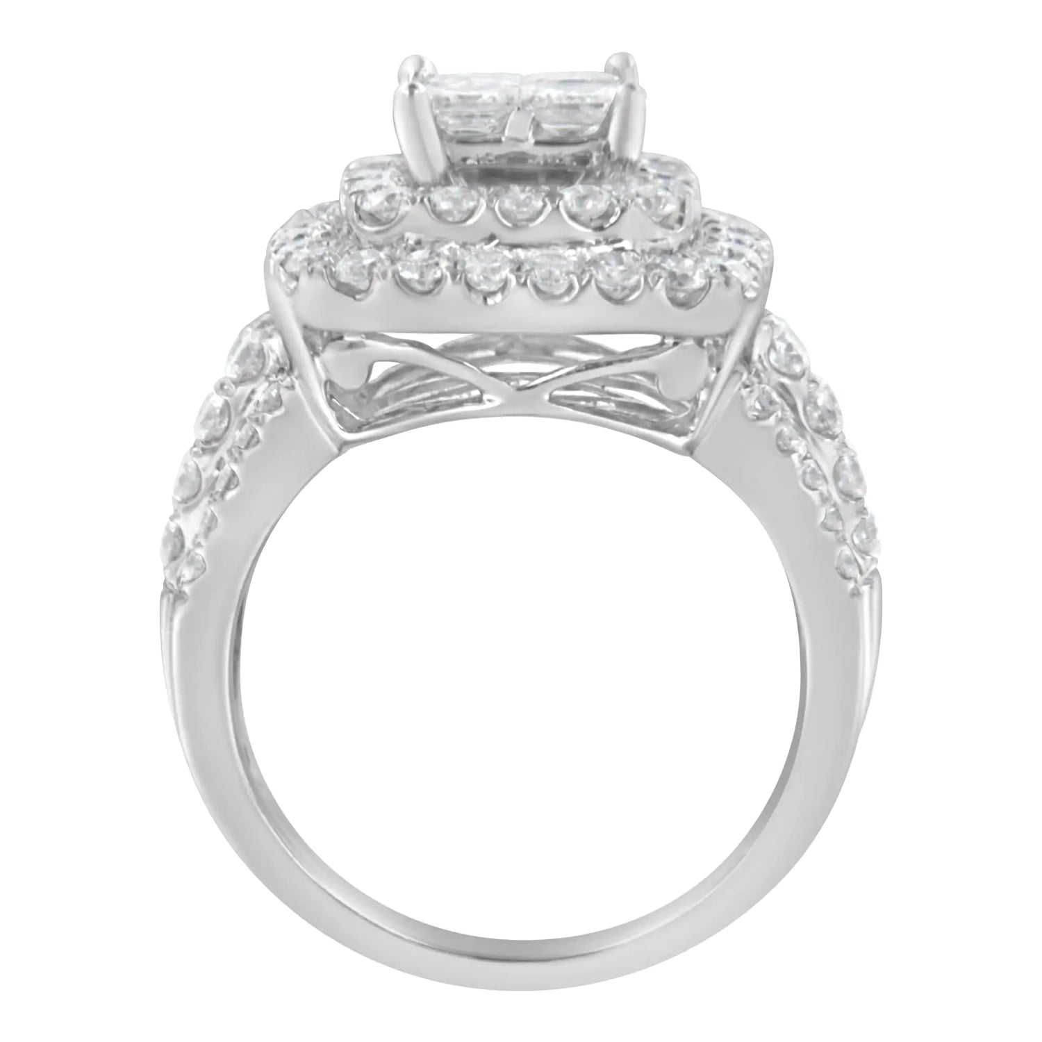 14KT White Gold Round and Princess Diamond Ring (2 1/4 cttw, H-I Color, SI1-SI2 Clarity)