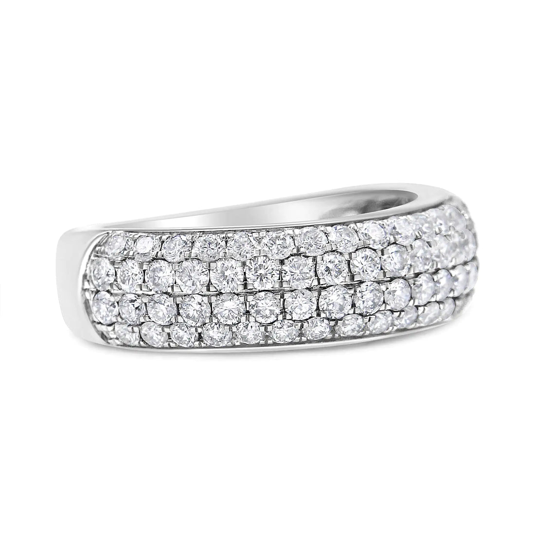 14K White Gold 1 1/2 Cttw Pave Set Lab Grown Round Diamond Domed Band Ring (G-H Color, SI1-SI2 Clarity)