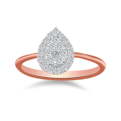 10K Rose Gold 3/8 Cttw Round-Cut Diamond Pear Promise Ring (I-J Color, I2-I3 Clarity)