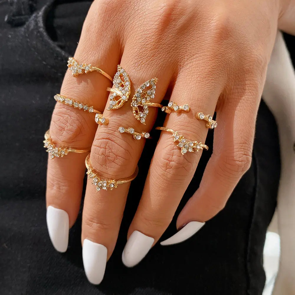 Diamond Butterfly Ring Set