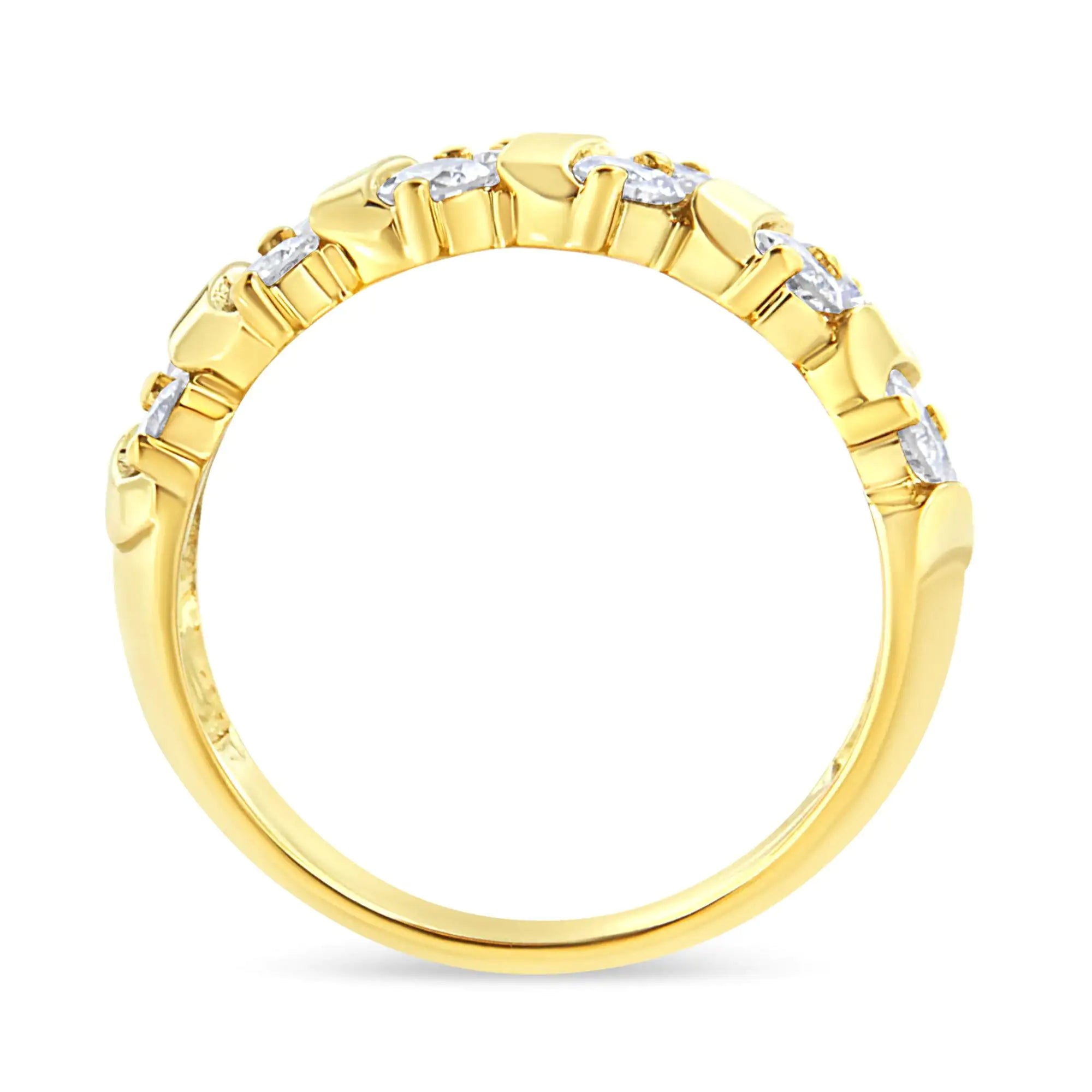 10K Yellow Gold 1.00 Cttw S Link Two Row Diamond Band Ring (K-L Color, I1-I2 Clarity)