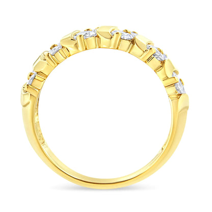 10K Yellow Gold 1.00 Cttw S Link Two Row Diamond Band Ring (K-L Color, I1-I2 Clarity)