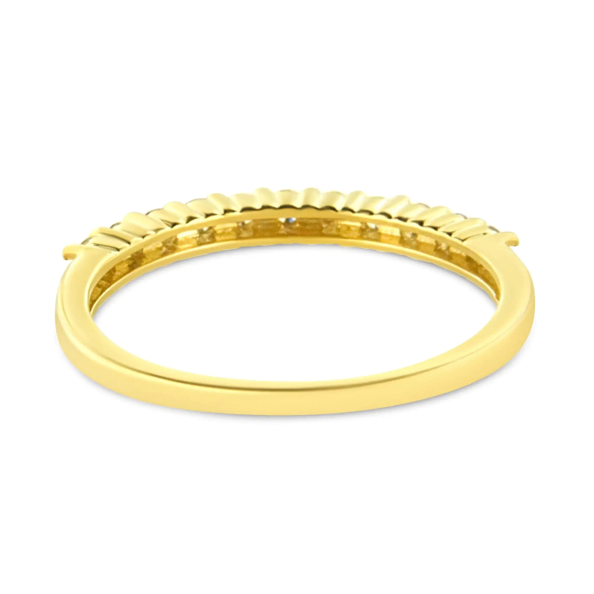 10K Yellow Gold Plated .925 Sterling Silver 1/4 Cttw Champagne Diamond Band Ring (K-L Color, I1-I2 Clarity)