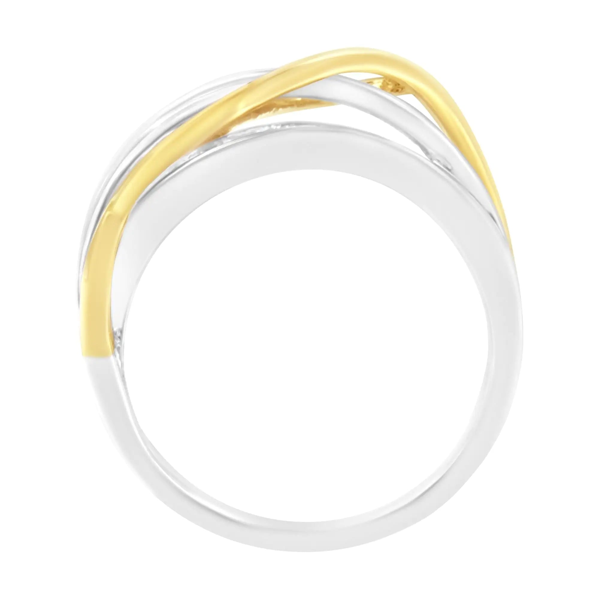 10K White and Yellow Gold 1 1/10 cttw Channel-Set Diamond Bypass Band Ring (J Color, I3 Clarity) –