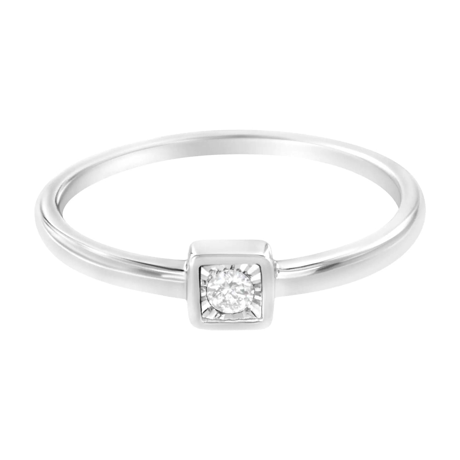 .925 Sterling Silver Miracle-Set Diamond Accent Cushion Shaped Promise Ring (J-K Color, I1-I2 Clarity)