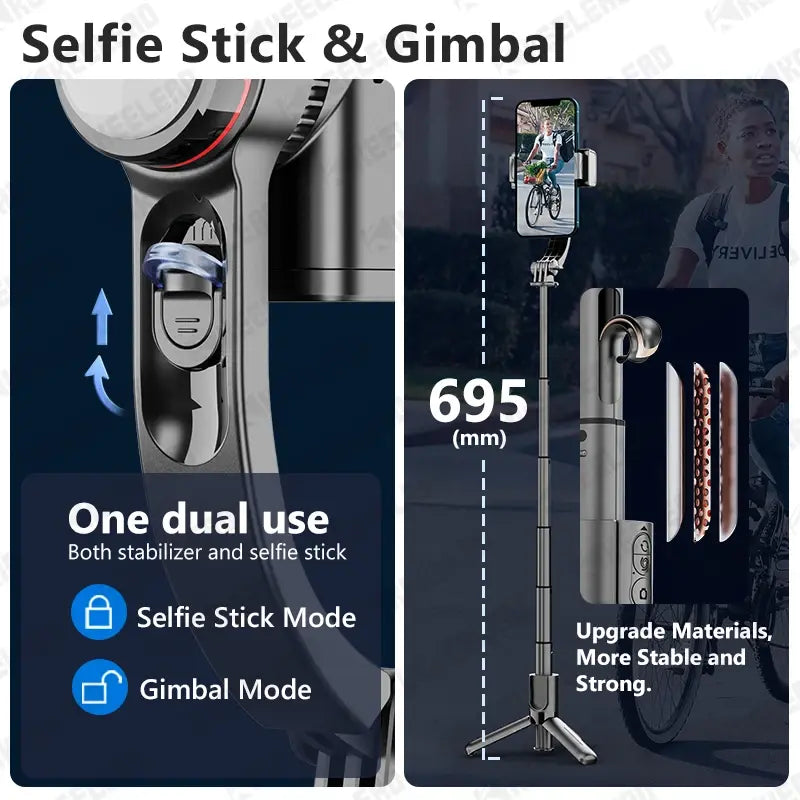 Gimbal Stabilizer Selfie Stick Tripod