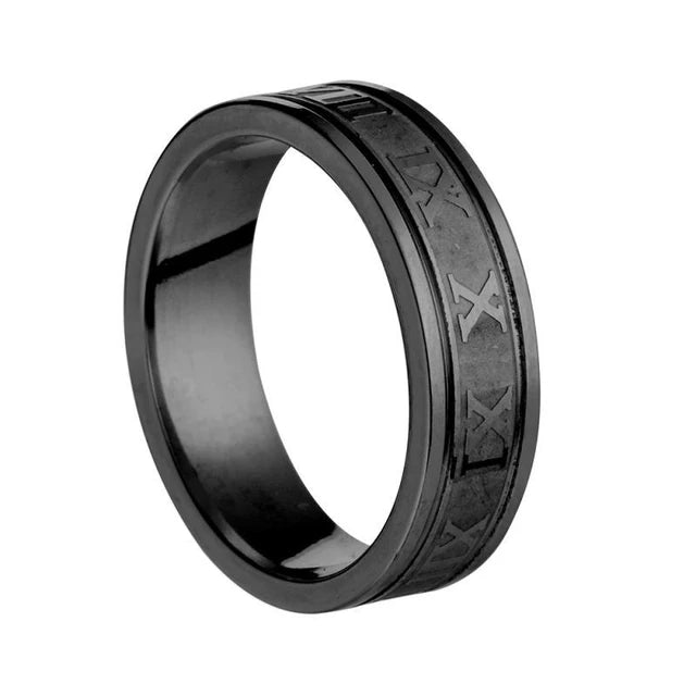 Stainless Steel Roman Numeral Ring