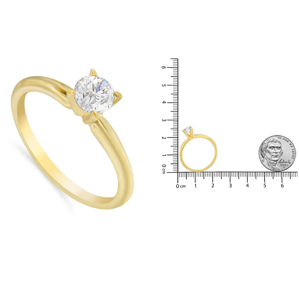 GIA Certified 14k Gold 1/2 Cttw Diamond Solitaire Engagement Ring (H Color, SI1 Clarity)