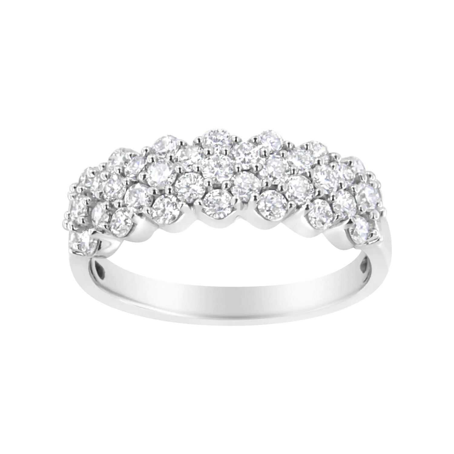 .925 Sterling Silver 1 cttw Lab Grown Diamond Cluster Band Ring (F-G Color, VS2-SI1 Clarity)