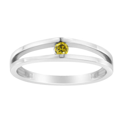 10K White Gold Treated Yellow Diamond Promise Ring (1/10 Cttw, Yellow Color, I2-I3 Clarity)