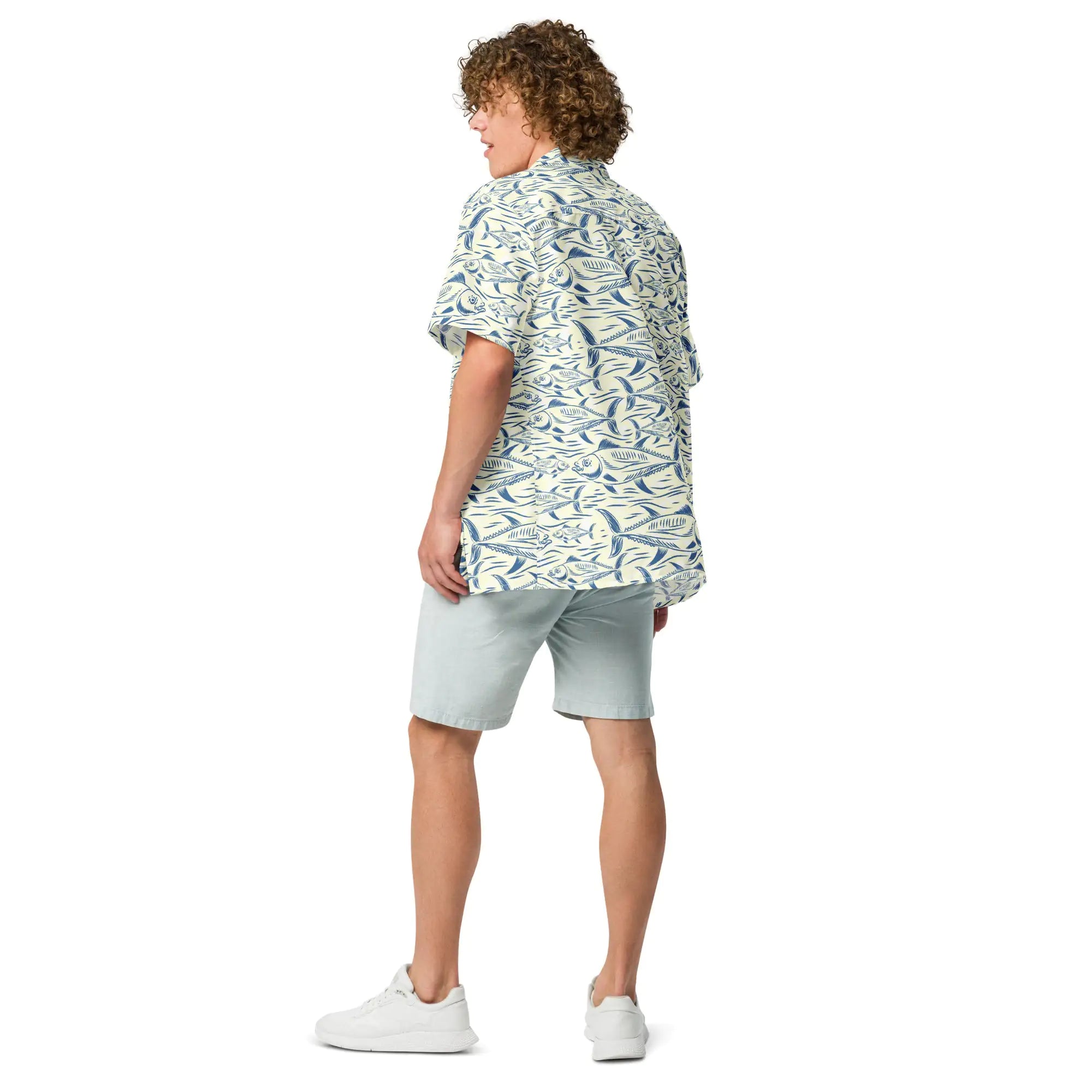 Bonito Island Hawaiian Button Shirt: Dive into Tuna Mayhem!