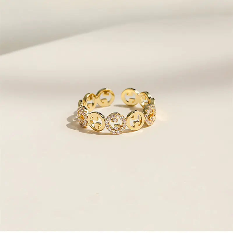 2023  Plated Trendy Light Luxury Adjustable Ring Women&amp;