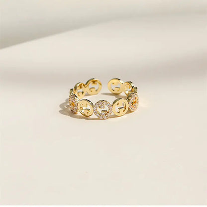 2023  Plated Trendy Light Luxury Adjustable Ring Women&amp;