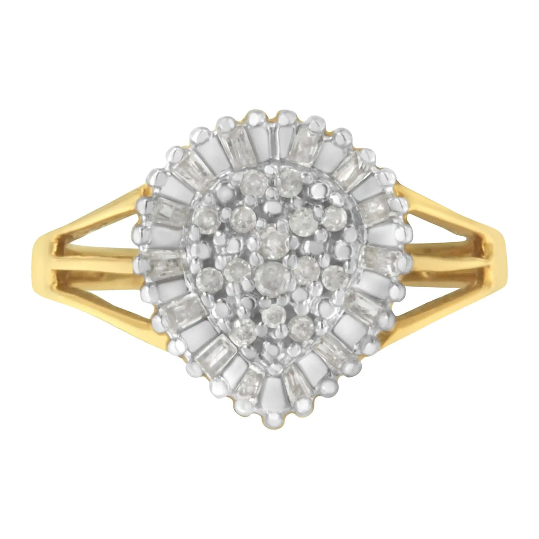 10K Yellow Gold Diamond Cocktail Ring (1/4 Cttw, I-J Color, I3 Clarity)