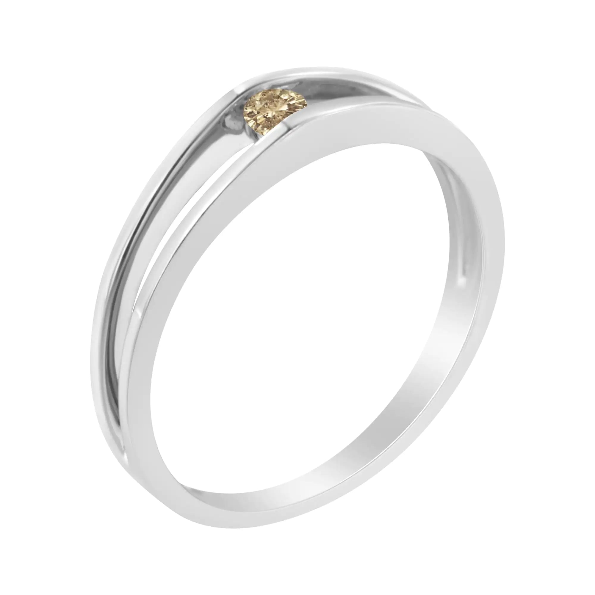 10K White Gold Treated Champagne Diamond Promise Ring (1/10 cttw, Champagne Color, I2-I3 Clarity)