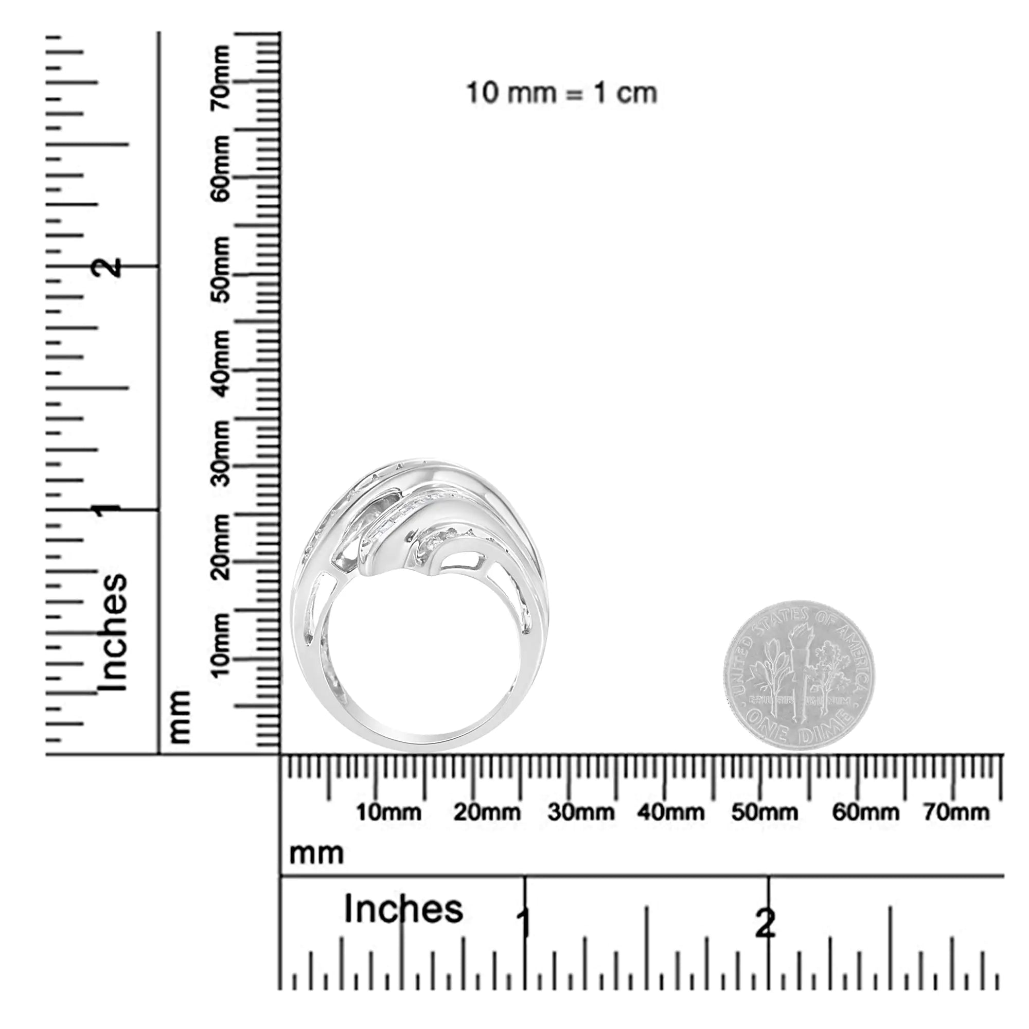 10K White Gold Round and Baguette Cut Diamond Channel Ring (3/4 Cttw, H-I Color, SI2-I1 Clarity)