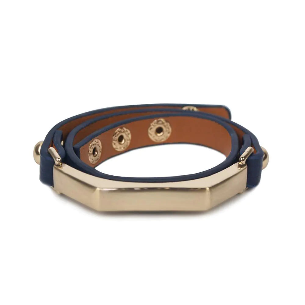 Sash Leather Bracelet- Navy Blue