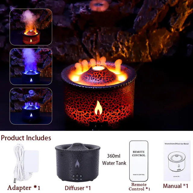 Volcano Fire Flame Air Humidifier Aroma Diffuser Essential Oil