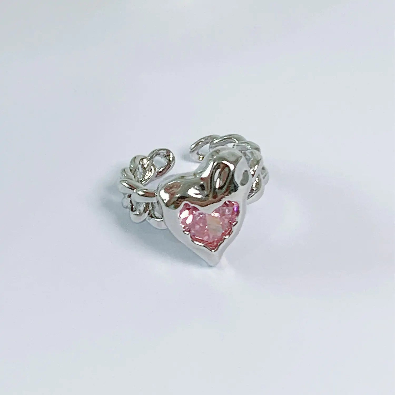 Adjustable Heart Sparkling Ring