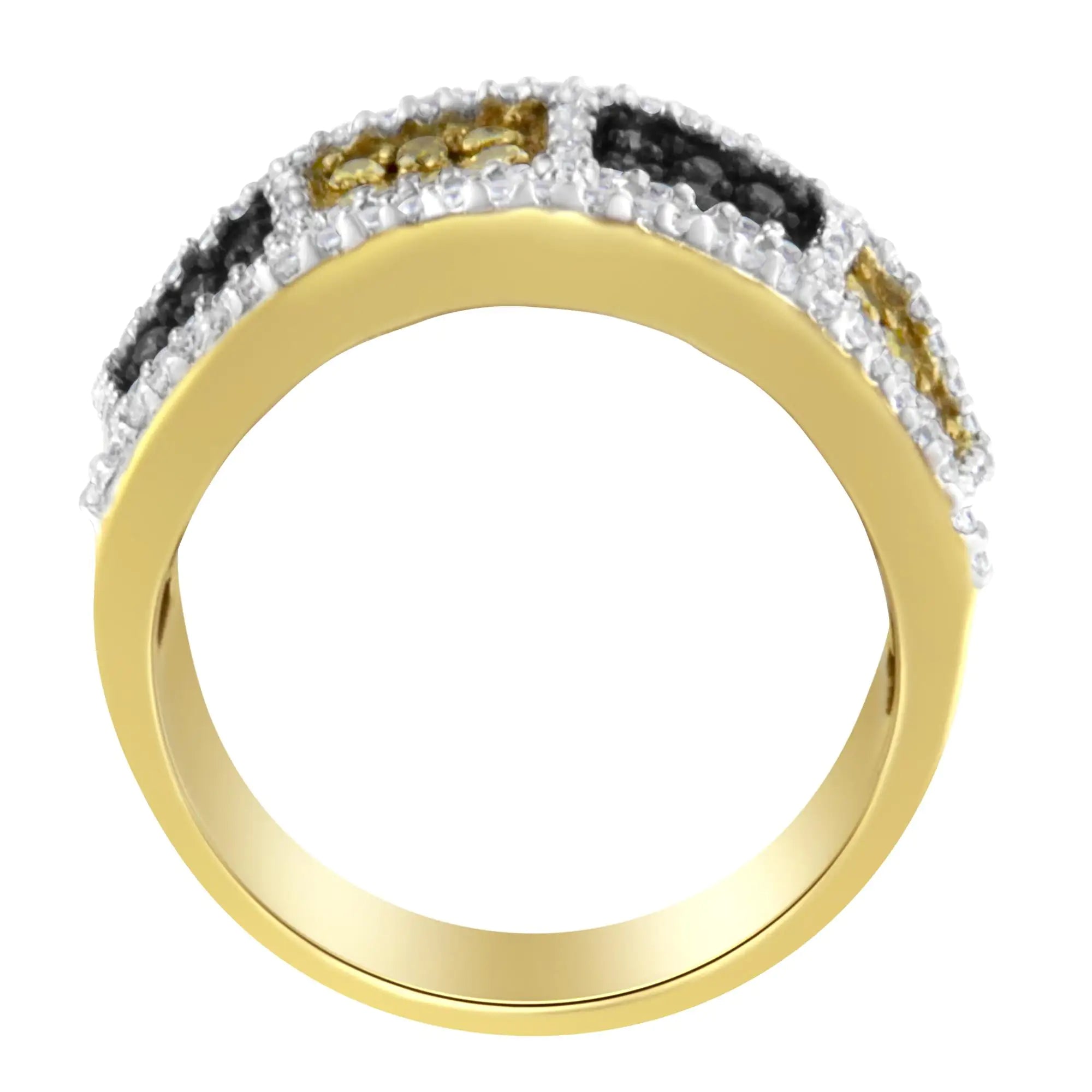 14KT Yellow Gold Champagne, Yellow and Round Diamond Band Ring (1 1/2 cttw, H-I Color, I1-I2 Clarity)