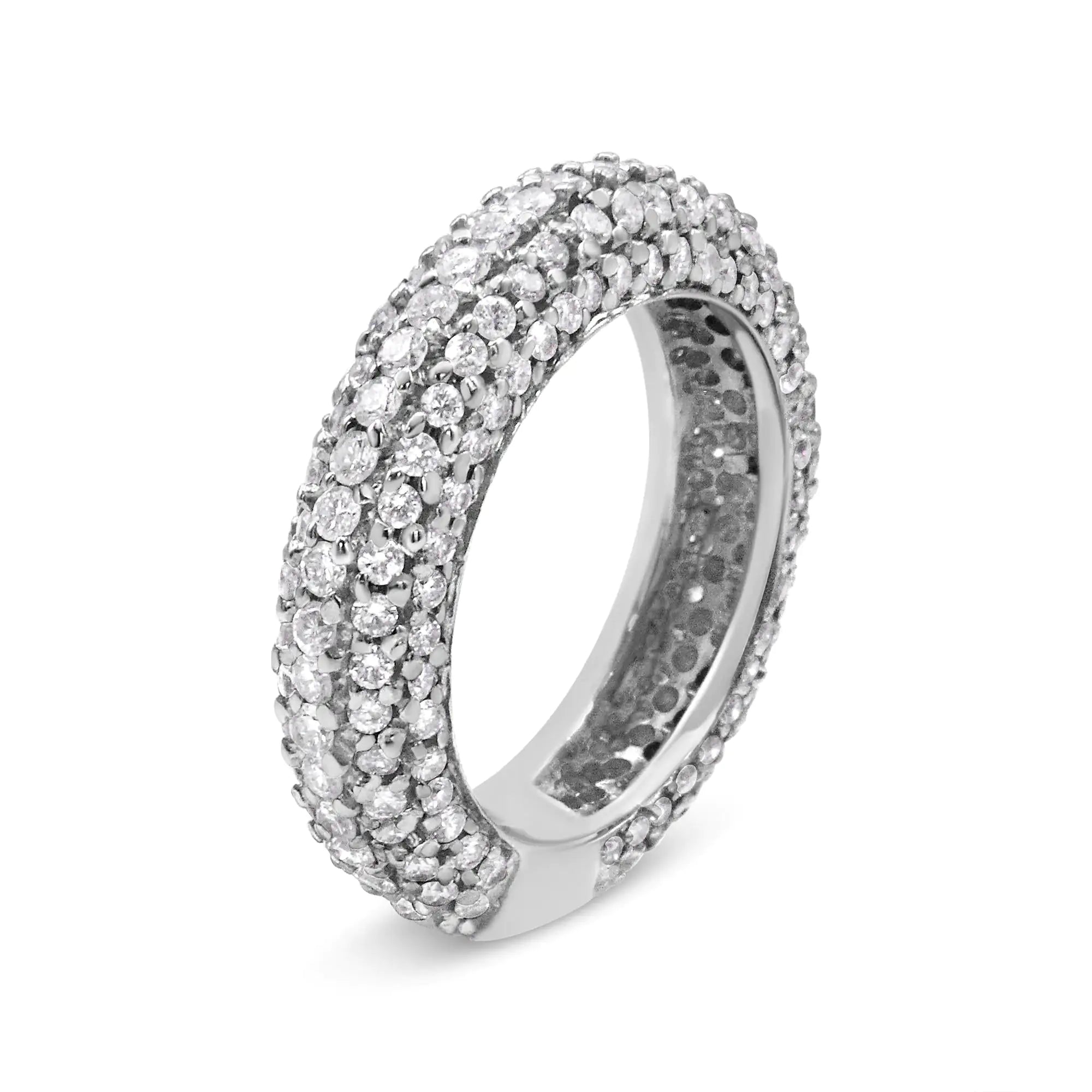 14K White Gold 2 1/2 Cttw Round-Cut Diamond Cluster Band Ring (H-I Color, SI1-SI2 Clarity)