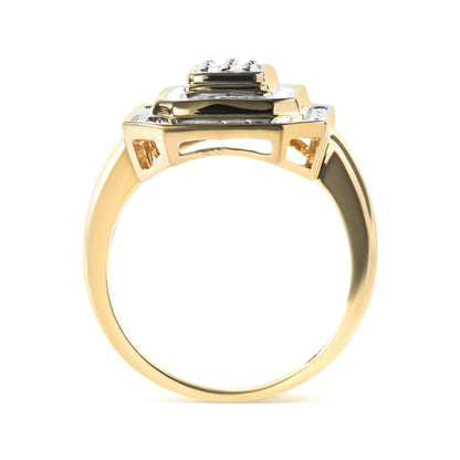 10K Yellow Gold Plated .925 Sterling Silver 1/2 Cttw Round &amp; Baguette Diamond Ring (I-J Color, I2-I3 Clarity)