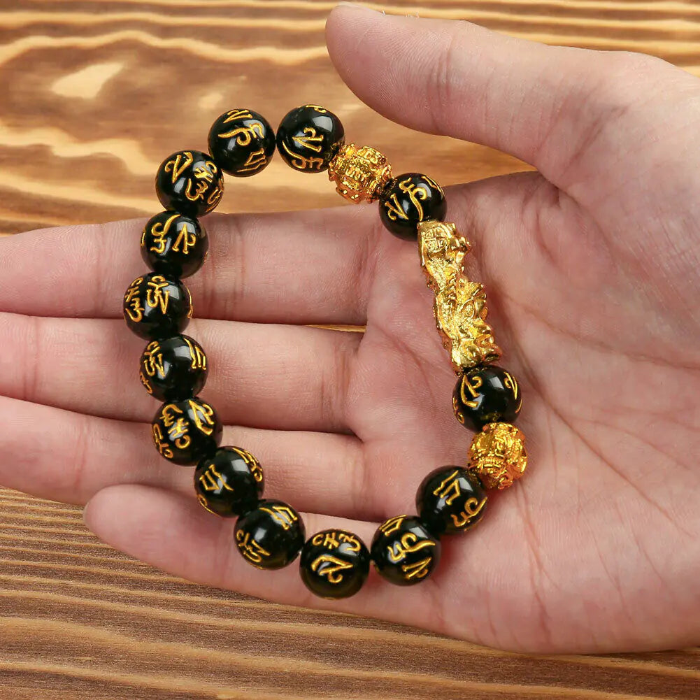 The Wealth Attractor Feng Shui Black Obsidian Bracelet