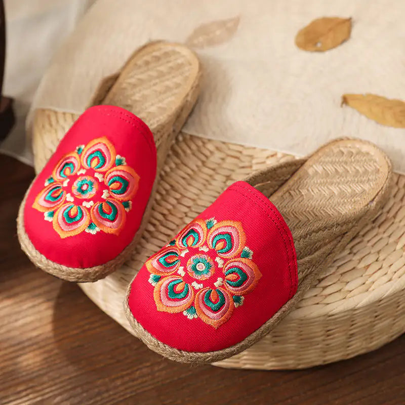 Comfy Embroidery Garden Slippers