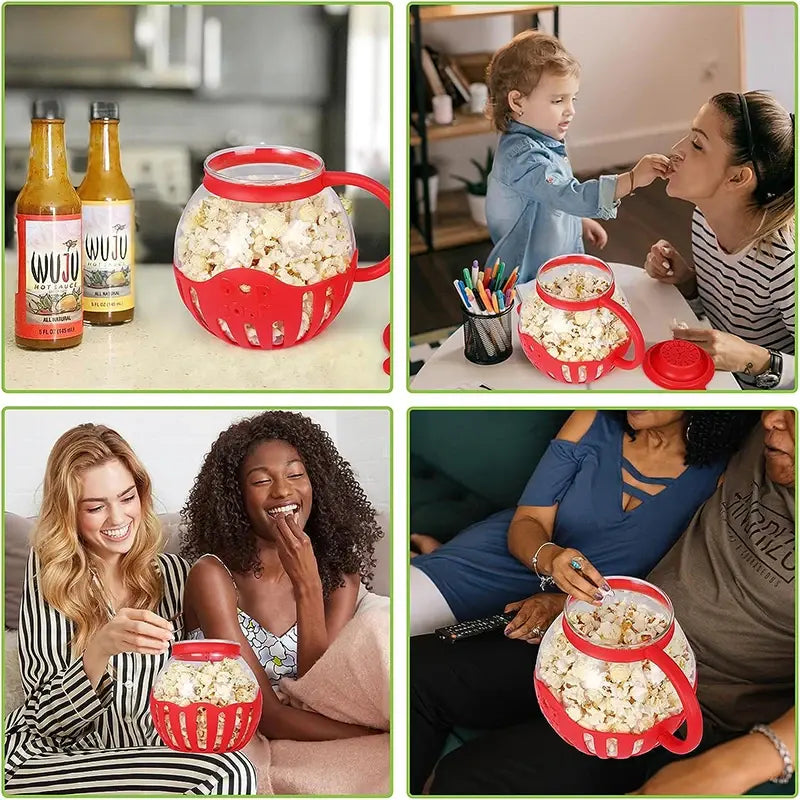 Microwave Glass Popcorn Popper With Silicone Lid