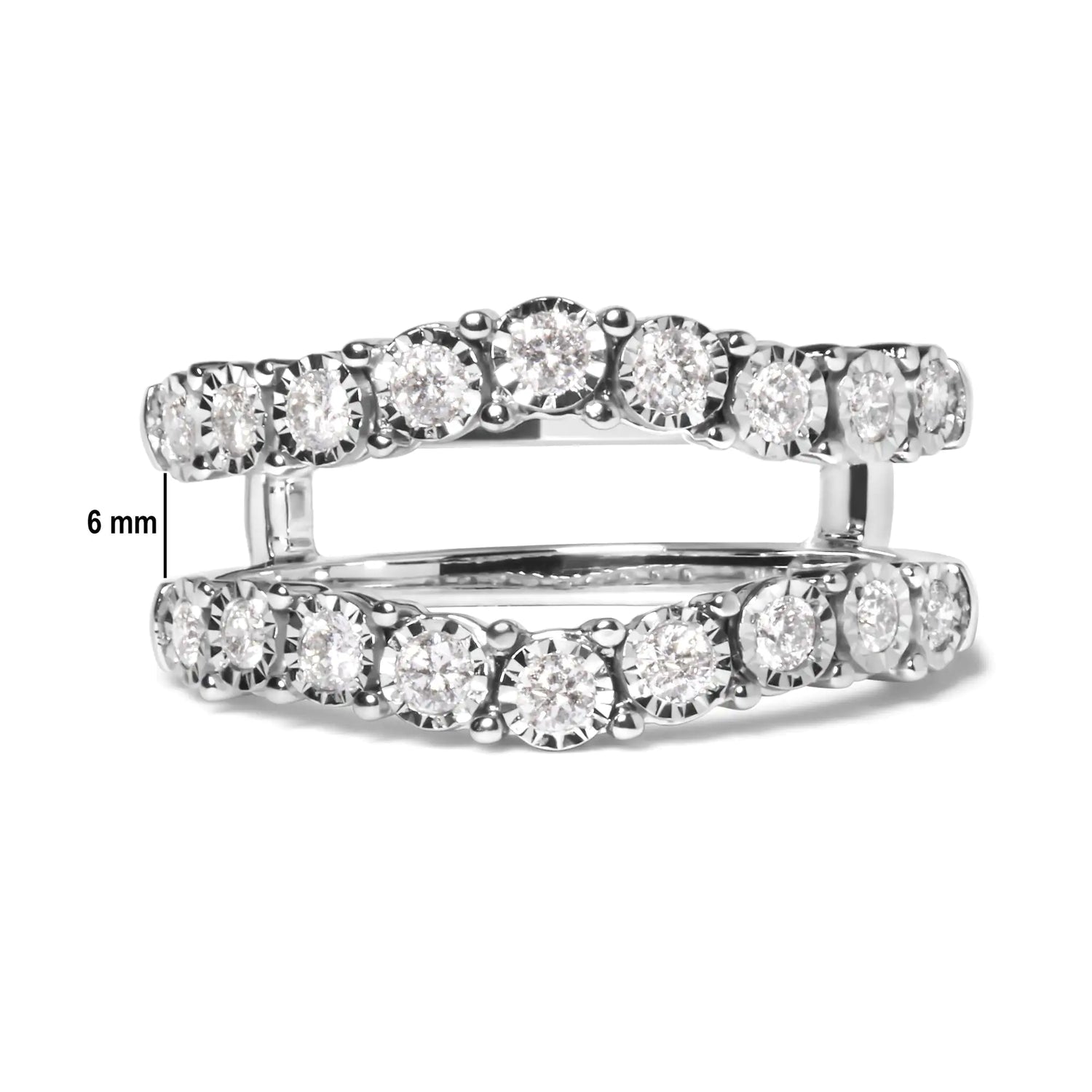 14k White Gold 1/2 Cttw Miracle Set Diamond Enhancer Wrap Ring Guard (H-I Color, I1-I2 Clarity)