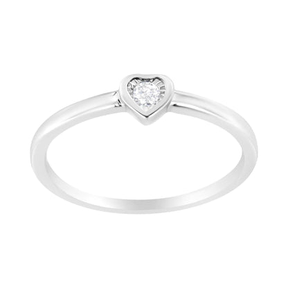 .925 Sterling Silver Miracle Set Diamond Accent Heart Shaped Promise Ring (J-K Color, I1-I2 Clarity)