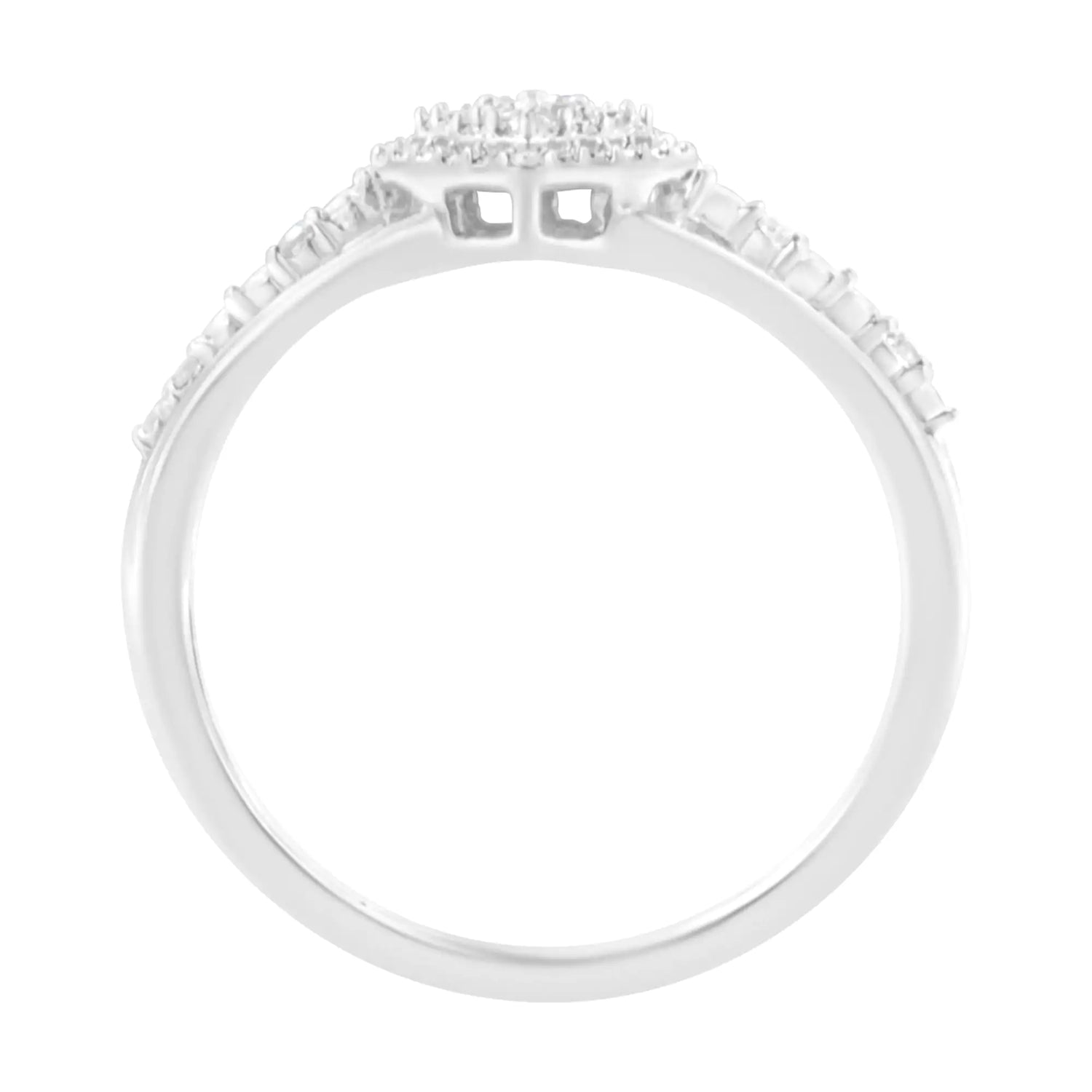 .925 Sterling Silver 1/10 Cttw Diamond Split Shank Promise Cocktail Ring (I-J Color, I1-I2 Clarity)