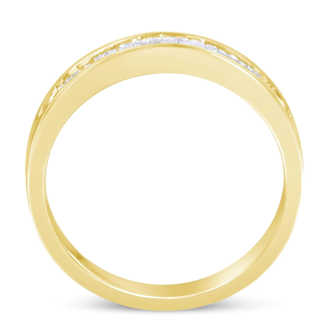 10K Yellow Gold over .925 Sterling Silver 1/5 Cttw Diamond Channel-Set Stackable Band Ring (H-I Color, I1-I2 Clarity)