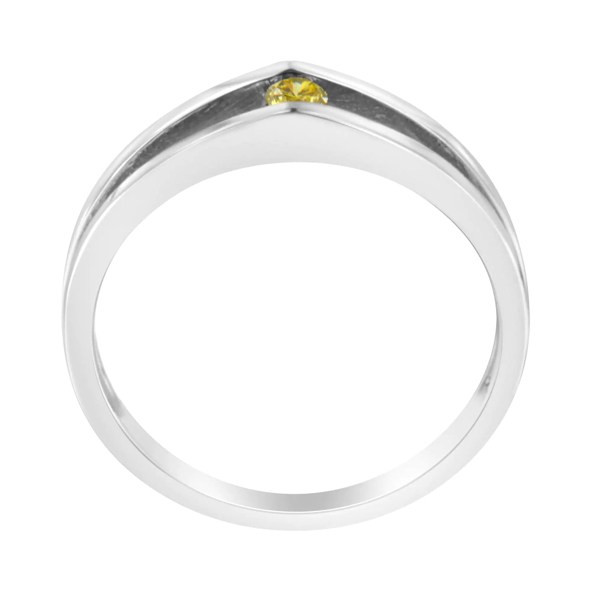 10K White Gold Treated Yellow Diamond Promise Ring (1/10 Cttw, Yellow Color, I2-I3 Clarity)