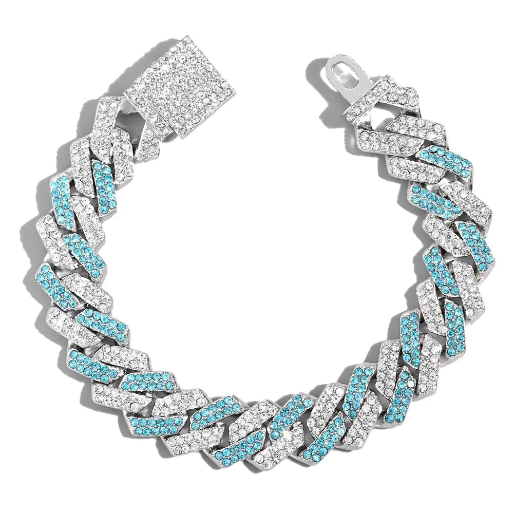 Blue &amp; White Cuban Bracelet