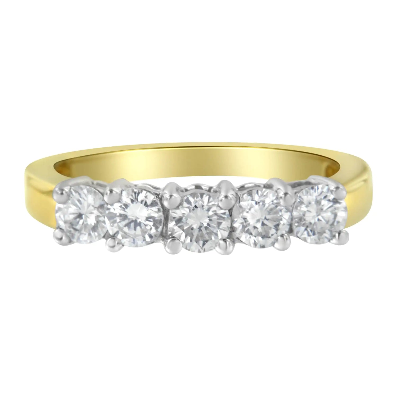 14KT Two Toned Gold 5 Stone Diamond Ring (1 cttw, H-I Color, SI1-SI2 Clarity)