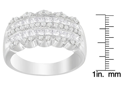 14K White Gold 1 1/7ct. TDW Round and Princess-Cut Diamond Ring(H-I, SI2-I1)