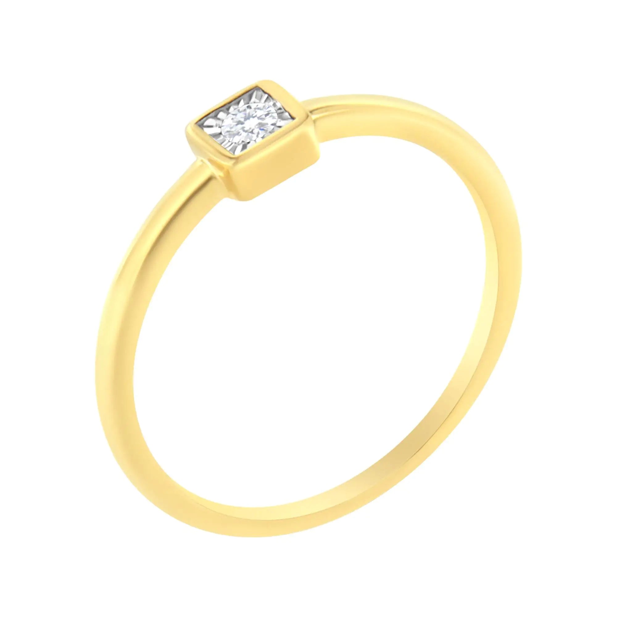 14K Yellow Gold Plated .925 Sterling Silver 1/20 cttw Miracle Set Diamond Promise Ring (J-K Color, I1-I2 Clarity)