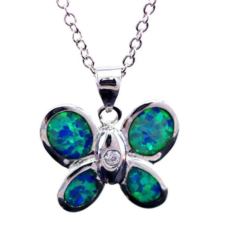 Full Blue Imitati Opal Sea Turtle Pendant Necklace