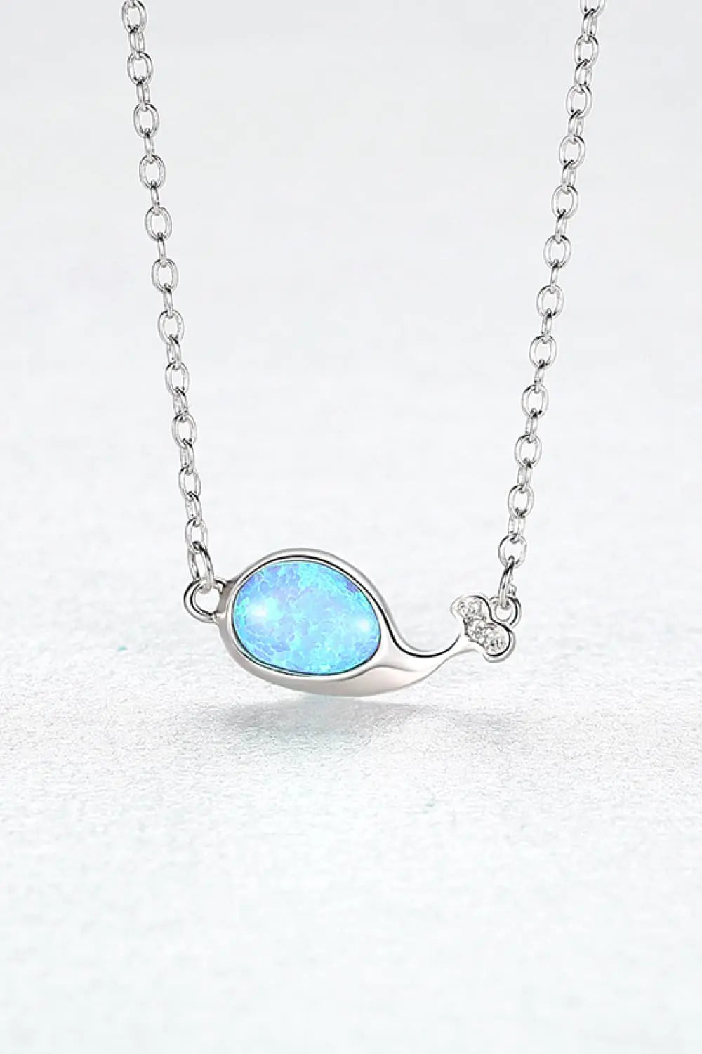 Opal Dolphin 925 Sterling Silver Necklace