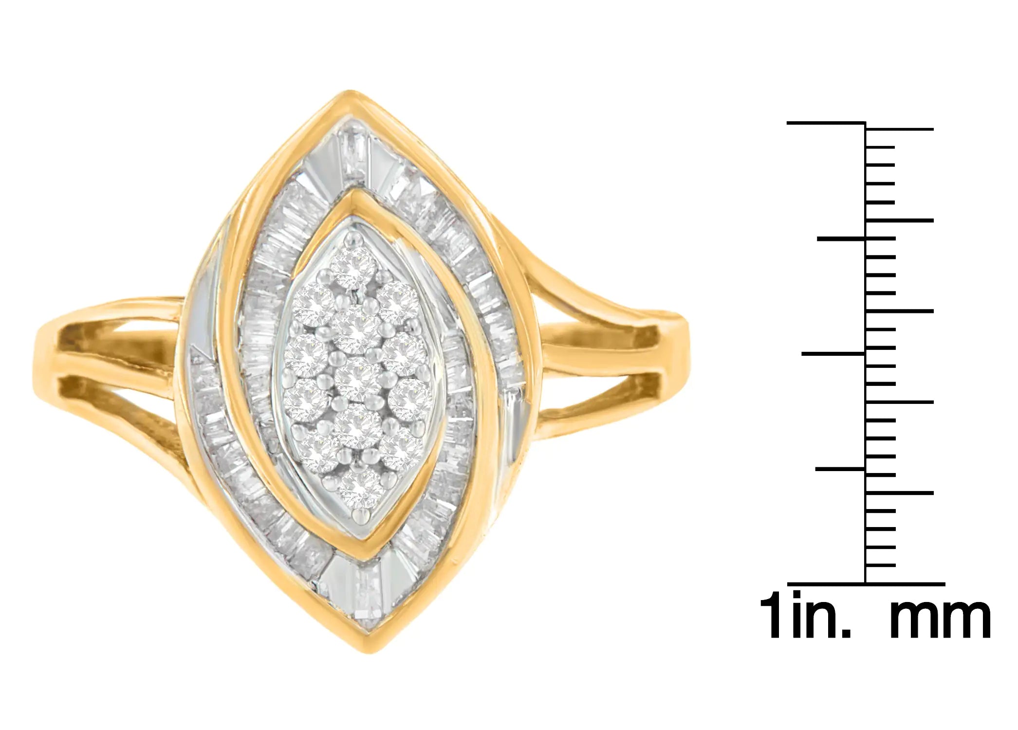 10K Yellow Gold Diamond Oval Cluster Ring (1/2 Cttw, I-J Color, I2-I3 Clarity)