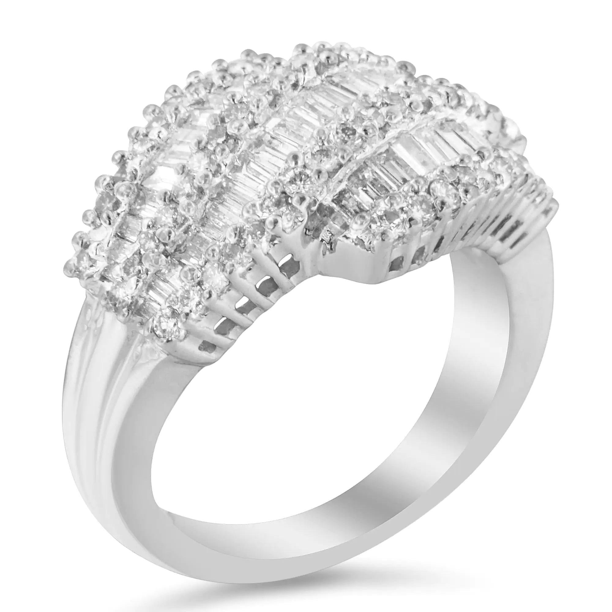 14K White Gold Diamond Cocktail Ring Band (1 3/4 Cttw, H-I Color, SI2-I1 Clarity)