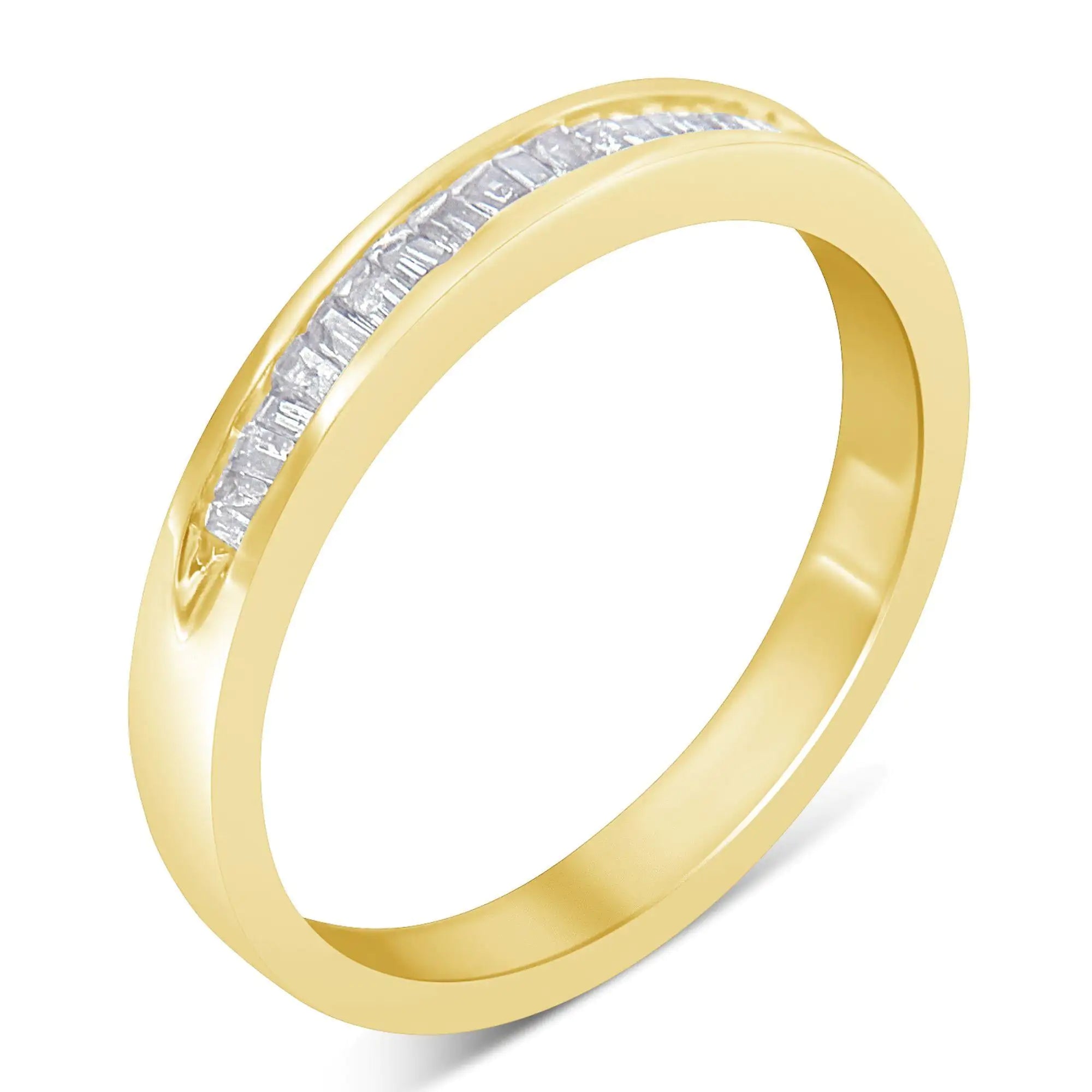 10K Yellow Gold over .925 Sterling Silver 1/5 Cttw Diamond Channel-Set Stackable Band Ring (H-I Color, I1-I2 Clarity)