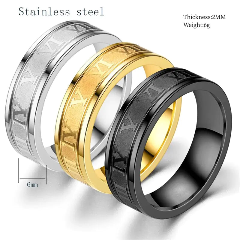 Stainless Steel Roman Numeral Ring