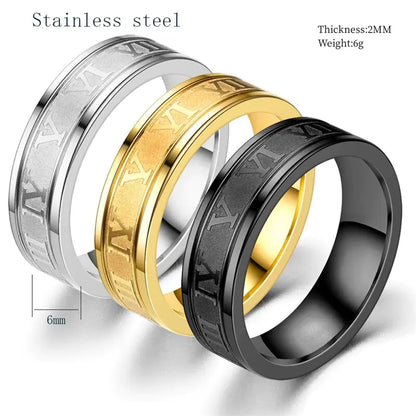 Stainless Steel Roman Numeral Ring