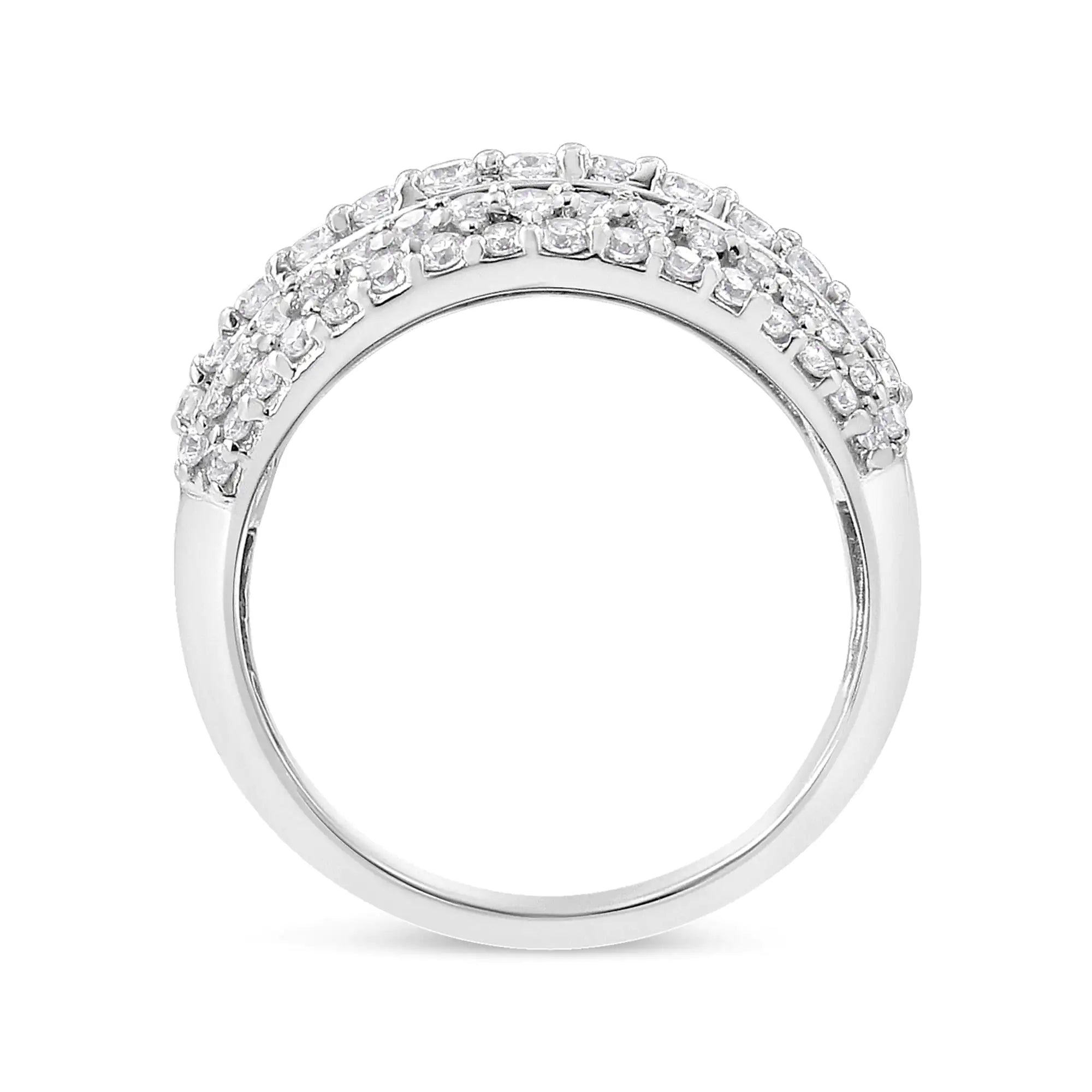 .925 Sterling Silver 2.00 Cttw Round and Baguette-Cut Diamond Cluster Ring (H-I Color, I1-I2 Clarity)